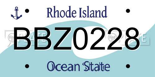 BBZ0228 Rhode Island License Plate
