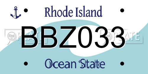 BBZ033 Rhode Island License Plate