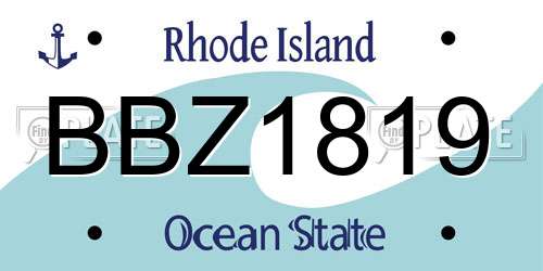 BBZ1819 Rhode Island License Plate
