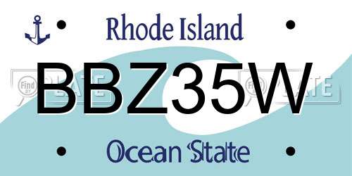 BBZ35W Rhode Island License Plate