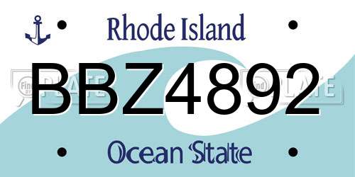 BBZ4892 Rhode Island License Plate