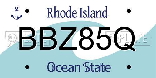 BBZ85Q Rhode Island License Plate