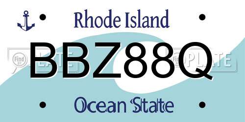 BBZ88Q Rhode Island License Plate