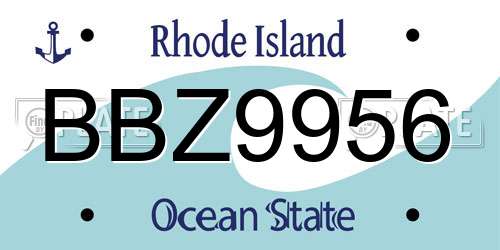 BBZ9956 Rhode Island License Plate