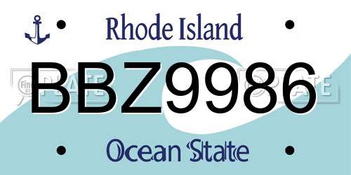 BBZ9986 Rhode Island License Plate