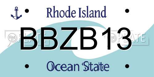 BBZB13 Rhode Island License Plate
