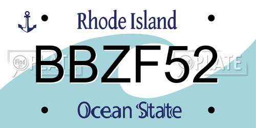 BBZF52 Rhode Island License Plate