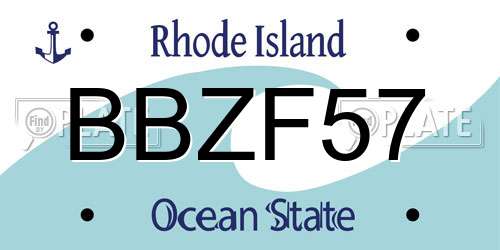 BBZF57 Rhode Island License Plate