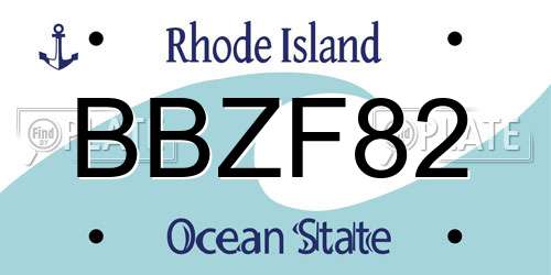 BBZF82 Rhode Island License Plate