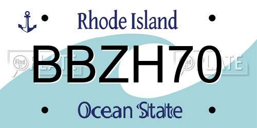 BBZH70 Rhode Island License Plate