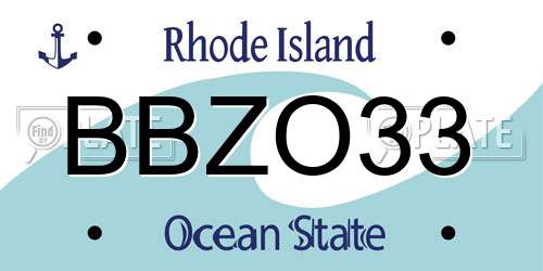 BBZO33 Rhode Island License Plate