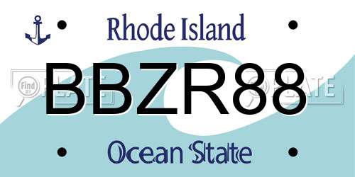 BBZR88 Rhode Island License Plate
