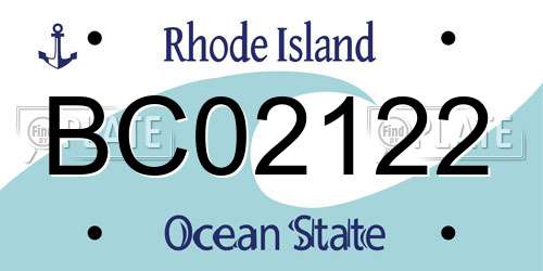 BC02122 Rhode Island License Plate