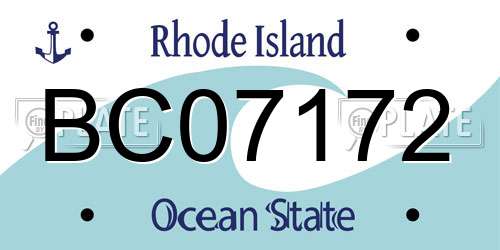 BC07172 Rhode Island License Plate