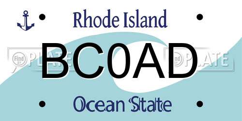 BC0AD Rhode Island License Plate