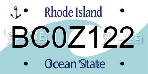BC0Z122 Rhode Island License Plate