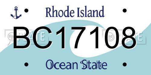 BC17108 Rhode Island License Plate