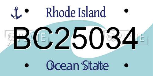 BC25034 Rhode Island License Plate