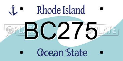 BC275 Rhode Island License Plate