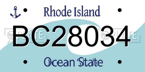 BC28034 Rhode Island License Plate