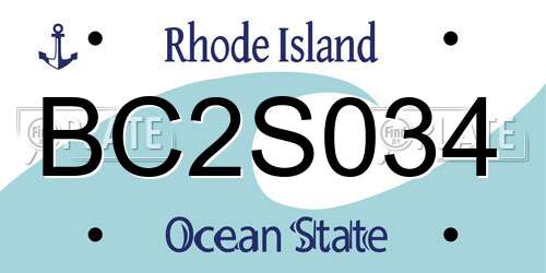 BC2S034 Rhode Island License Plate
