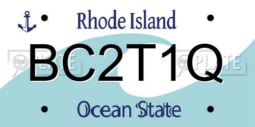 BC2T1Q Rhode Island License Plate