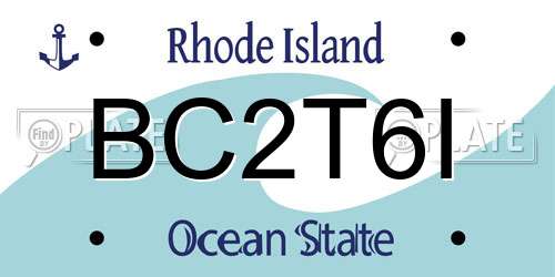 BC2T6I Rhode Island License Plate