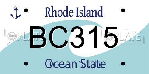BC315 Rhode Island License Plate