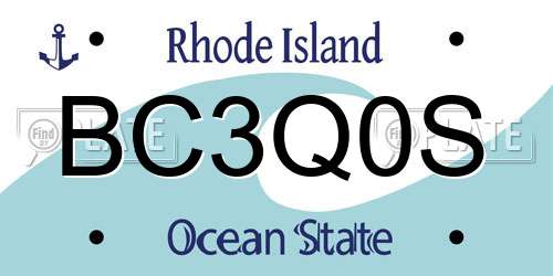BC3Q0S Rhode Island License Plate