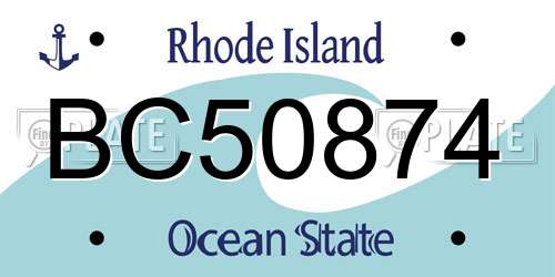 BC50874 Rhode Island License Plate