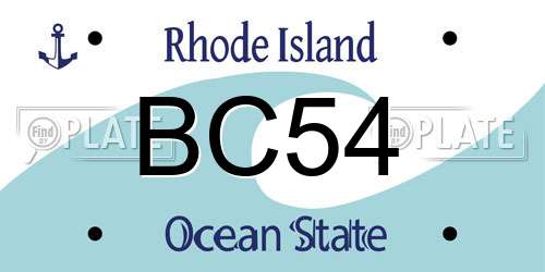 BC54 Rhode Island License Plate