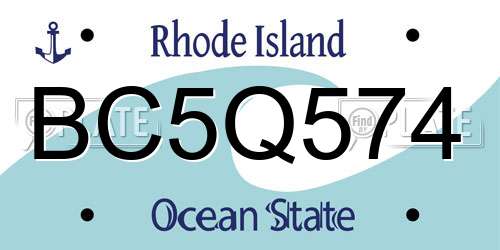 BC5Q574 Rhode Island License Plate