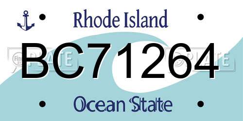 BC71264 Rhode Island License Plate