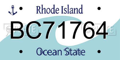 BC71764 Rhode Island License Plate