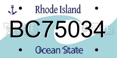 BC75034 Rhode Island License Plate