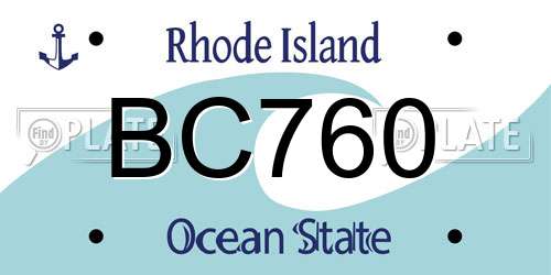 BC760 Rhode Island License Plate