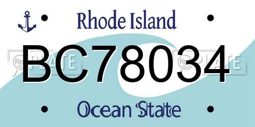 BC78034 Rhode Island License Plate