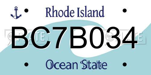 BC7B034 Rhode Island License Plate