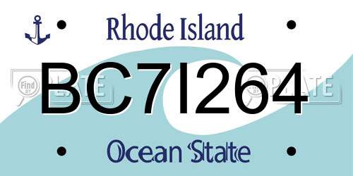 BC7I264 Rhode Island License Plate