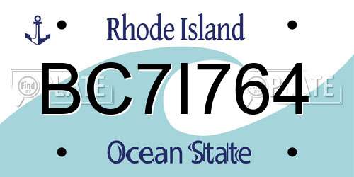 BC7I764 Rhode Island License Plate