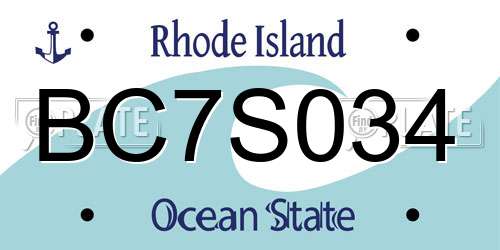 BC7S034 Rhode Island License Plate