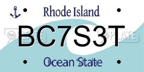BC7S3T Rhode Island License Plate