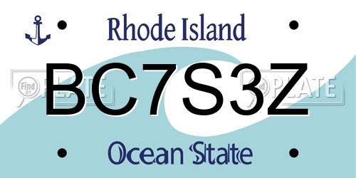 BC7S3Z Rhode Island License Plate