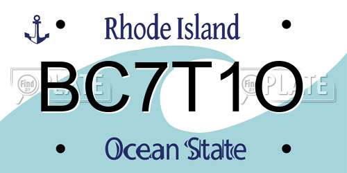 BC7T1O Rhode Island License Plate