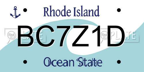 BC7Z1D Rhode Island License Plate