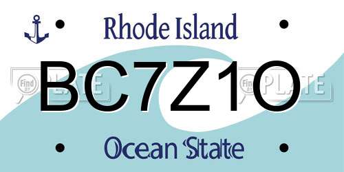 BC7Z1O Rhode Island License Plate