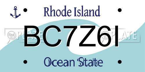 BC7Z6I Rhode Island License Plate