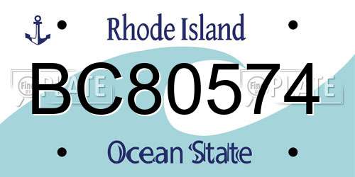 BC80574 Rhode Island License Plate