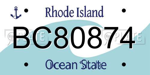 BC80874 Rhode Island License Plate