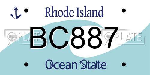 BC887 Rhode Island License Plate